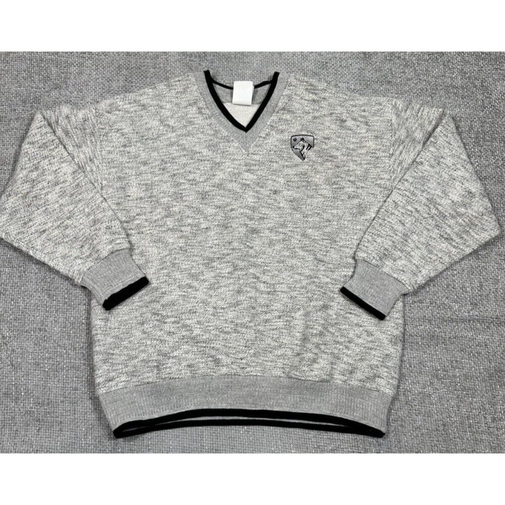 Art Unlimited Sweater shirt Mens Large Gray Aztec Nub Wolf Sweatshirt V Neck‎ - Picture 3 of 13